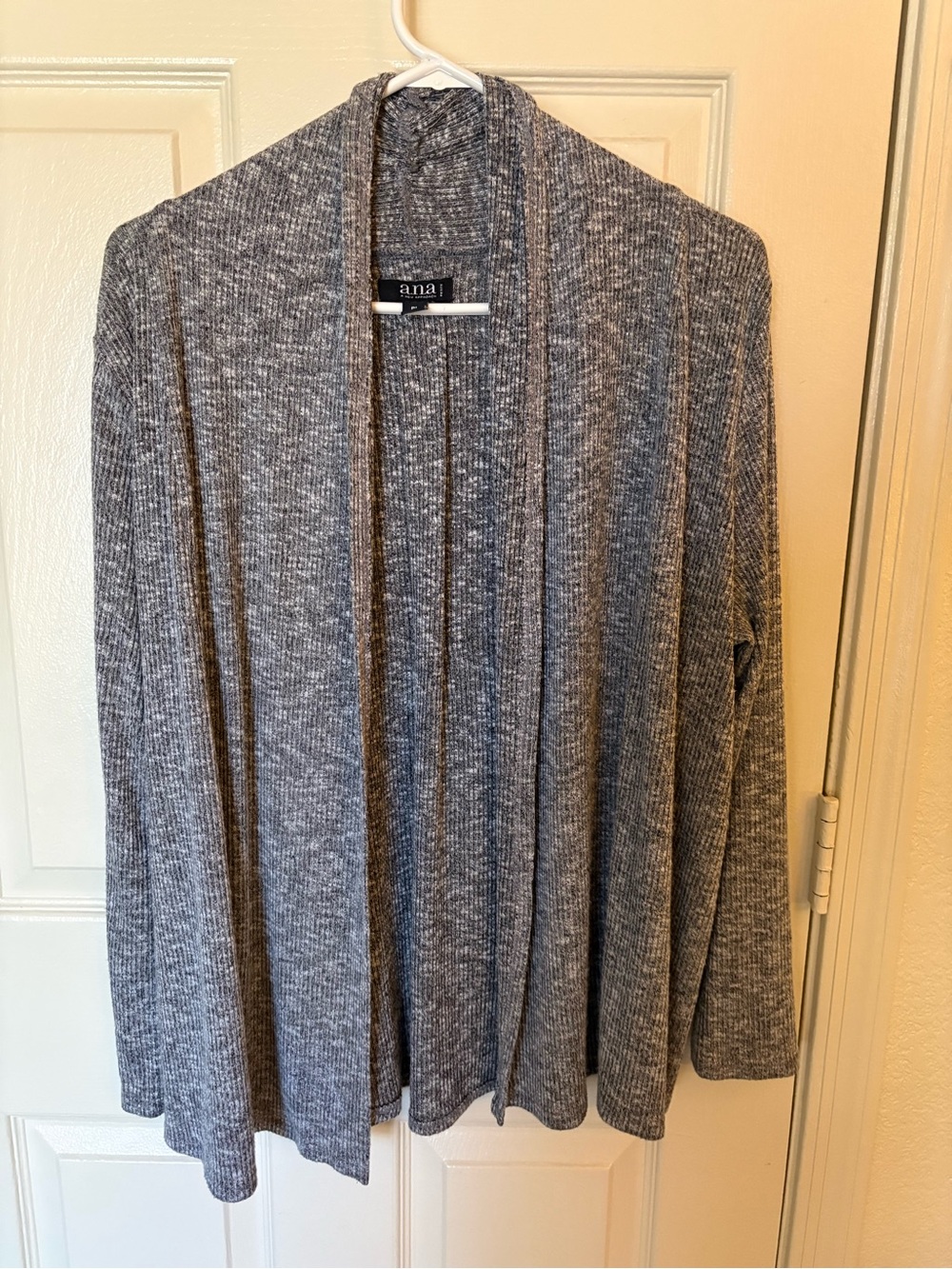 a.n.a Gray Open-Front Rib Knit Cardigan